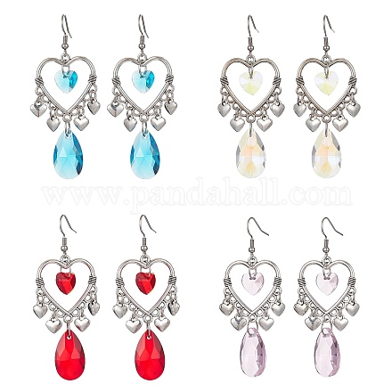 Tibetan Style Alloy Heart Chandelier Earrings EJEW-JE05426-1