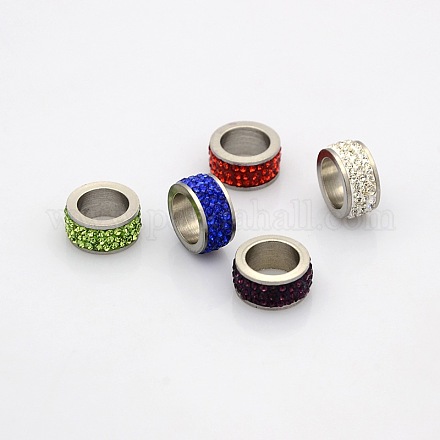 Chapelets de perle avec grand trou de colonne en 304 acier inoxydable RB-N029-01-1
