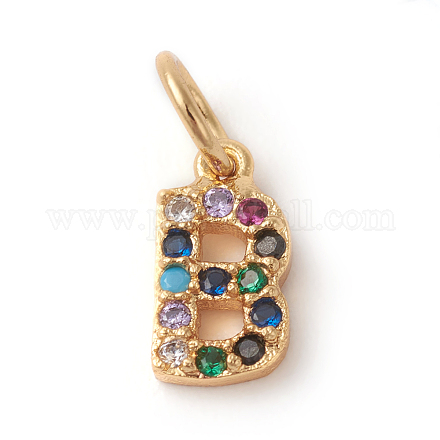 Brass Micro Pave Colorful Cubic Zirconia Charms ZIRC-F092-01-B-1