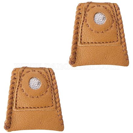 FINEFINDING 2Pack/Box Leather Coin Thimble Sheepskin Sewing Thimble with Metal Tip Finger Protector for Quilting Craft TOOL-PH0016-08-1