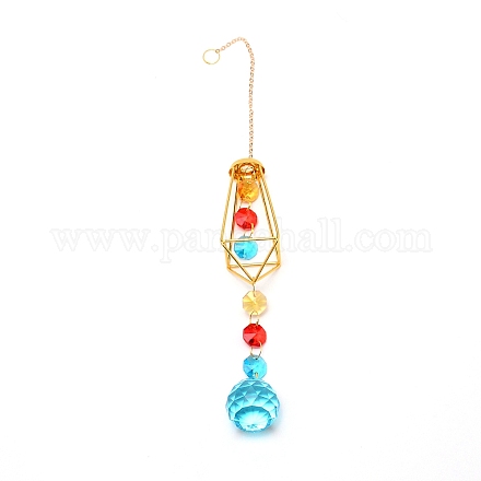 Colorful Glass Hanging Crystal Pendant Ornament HJEW-TAC0012-19-1