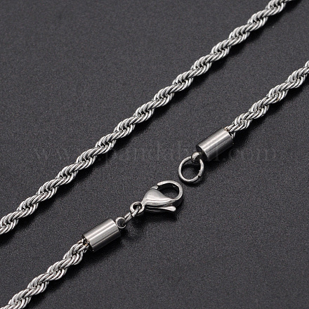 304 Stainless Steel Rope Chain Necklaces NJEW-T012-03-56-S-1