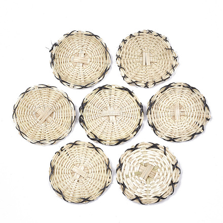 Handmade Reed Cane/Rattan Woven Beads X-WOVE-T006-059-1