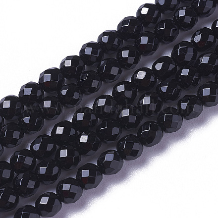 Hebras de cuentas de ónix negro natural X-G-F596-28-2mm-1