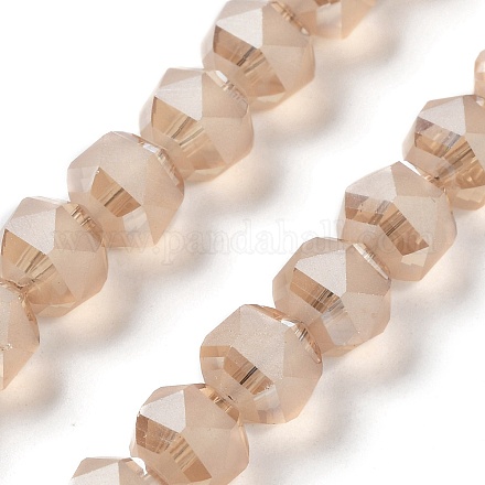 Electroplate Transparent Glass Beads Strands EGLA-I018-PL01-1