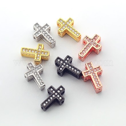 Mode creuses micro en laiton de croix ouvrent perles cubes de zircone ZIRC-N002-80M-1