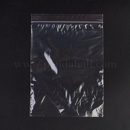 プラスチックジップロックバッグ  再封可能な包装袋  トップシール  セルフシールバッグ  長方形  レッド  20x14cm  片側の厚さ：1.3ミル（0.035mm） OPP-G001-A-14x20cm-1