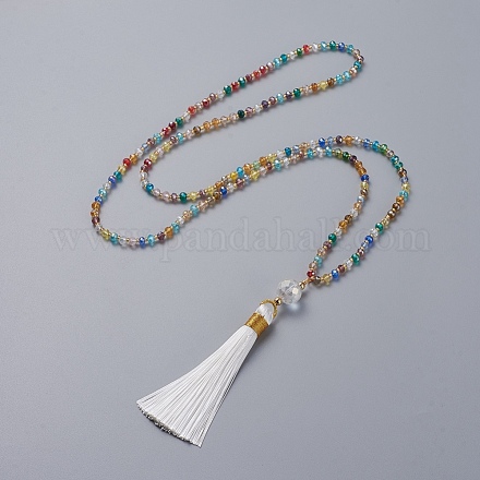 (Jewelry Parties Factory Sale)Polyester Tassel Pendant Necklaces NJEW-JN02621-03-1