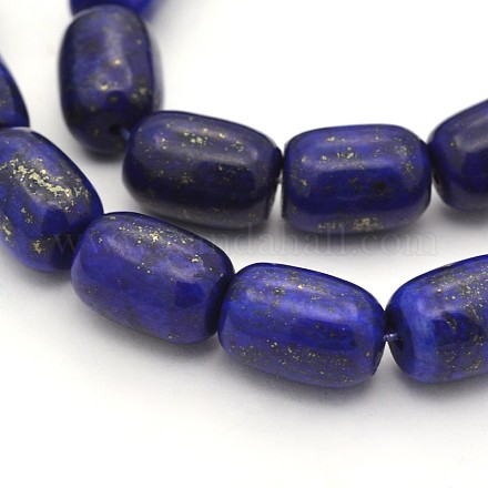Dyed Barrel Natural Lapis Lazuli Beads Strands G-P096-15x20-03-1