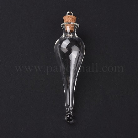 Colgantes grandes de botella de corcho de vidrio en forma de lágrima AJEW-A041-01B-1