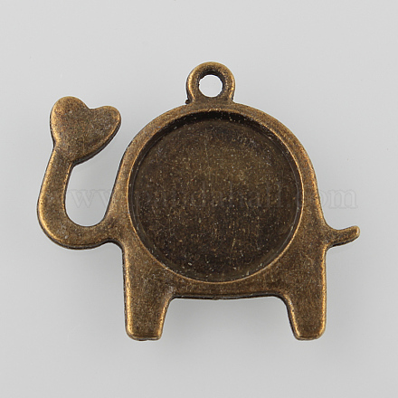 Тибетском стиле сеттинги античная бронза сплав слон подвеска кабошон X-TIBEP-M022-17AB-NF-1
