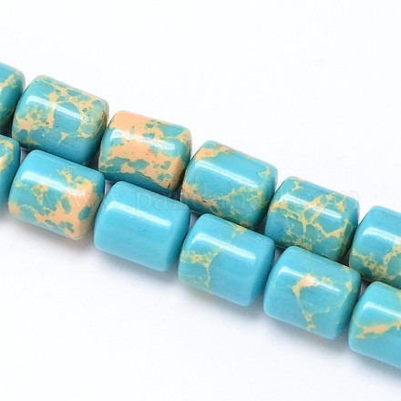 Synthetic Turquoise Column Beads Strands G-N0140-11-8x10mm-1
