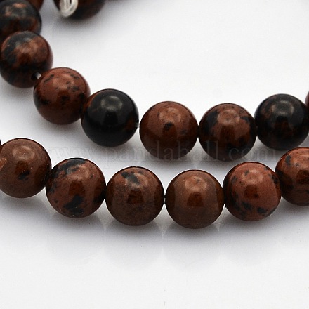 Round Natural Mahogany Obsidian Beads Strands G-N0120-20-8mm-1