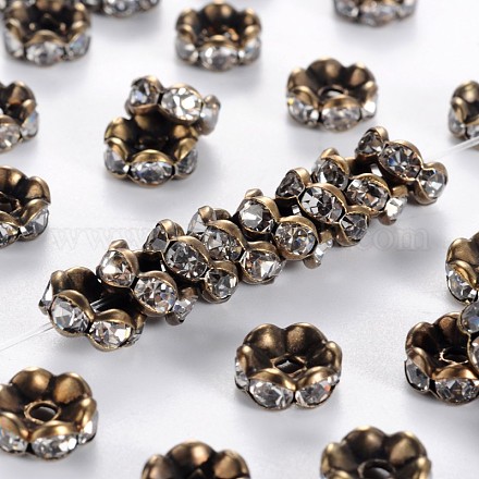 Brass Rhinestone Spacer Beads RB-A014-L8mm-01AB-NF-1