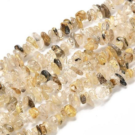 Chapelets de perles en quartz de rutile naturel X-G-G031-03-1