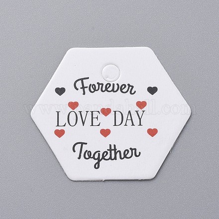 紙ギフトタグ  hange tags  美術工芸用  結婚式のための  バレンタイン・デー  言葉の六角形  ホワイト  30x35x0.4mm  穴：4mm CDIS-P001-K03-A-1