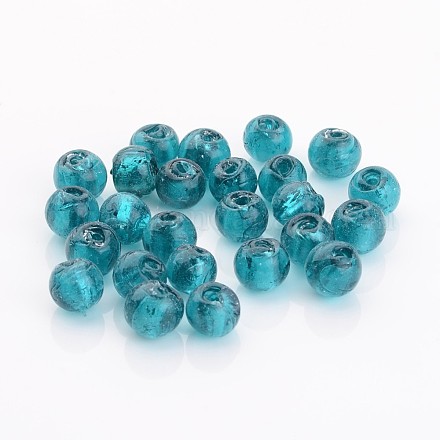Perles en verre d'argent feuille manuelles FOIL-R054-17-1