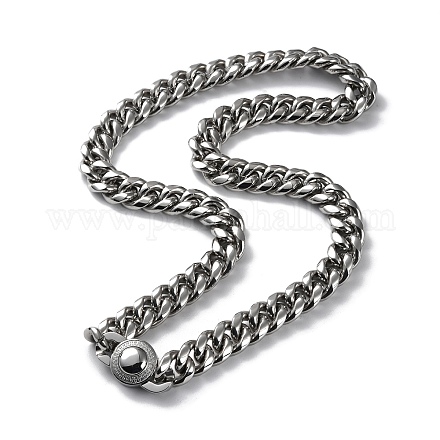 304 ожерелье-цепочка из кубинских звеньев из нержавеющей стали с бриллиантовой огранкой и застежками из циркония NJEW-P288-10P-1