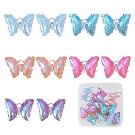 SUNNYCLUE 1 Box 10Pcs Glass Butterfly Charms Butterfly Crystal Charms Butterfly Charm Bulk Spring Insect Charm Rhinestone Butterflies Charms for Jewelry Making Charms DIY Crafts Women Supplies GLAA-SC0001-75-1