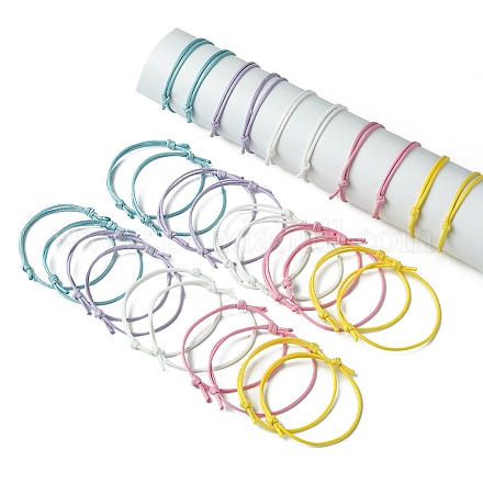 30 pièce de bracelets à cordon tressé en polyester ciré réglables en 5 couleurs BJEW-FZ00016-1