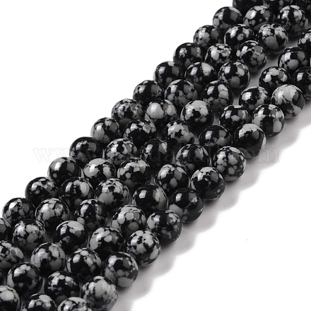 Perles d'obsidienne synthétique en flocon de neige G-E568-03C-1