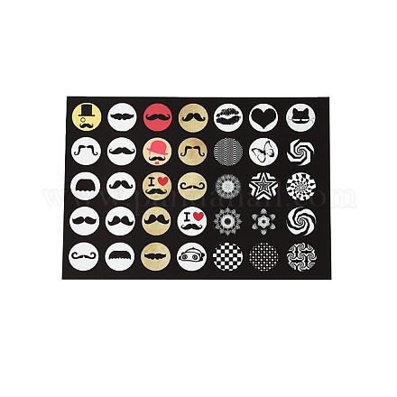 DIY Scrapbooking Bottle Caps Non-Adhesive Paper Picture Stickers Collage Sheets for Clear Flat Round Glass Tile Cabochon Pendants AJEW-L028-10-1