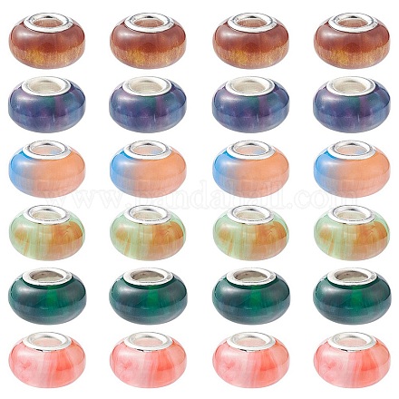 24Pcs 6 Colors Rondelle Resin European Beads RPDL-YW0001-08-1