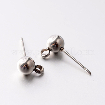 304 Stainless Steel Post Stud Earring Findings STAS-E074-13-1