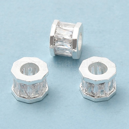 Crémaillère en laiton placage zircone cubique perles européennes KK-R147-02S-1