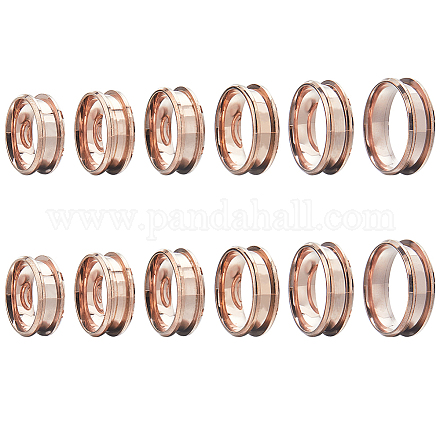 Sunnyclue 12pcs 6 tamaño 304 ajustes de anillo de dedo ranurado de acero inoxidable RJEW-SC0001-04-1