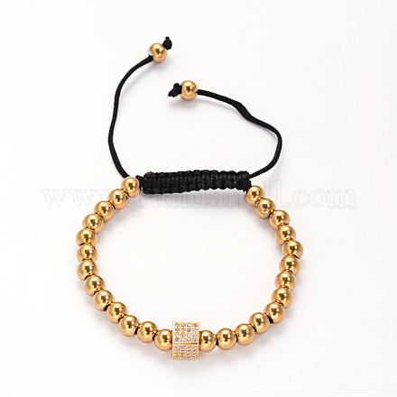 Réglables bracelets balle tressée de perles 201 en acier inoxydable BJEW-D382-G-1