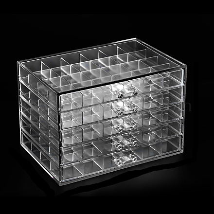 アクリルネイルアートツールボックス  収納ボックス  透明  21.8x14.5x15cm  120のコンパートメント MRMJ-Q034-018-1