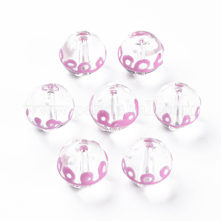 Perles de verre émaillées transparentes GLAA-N049-020-1