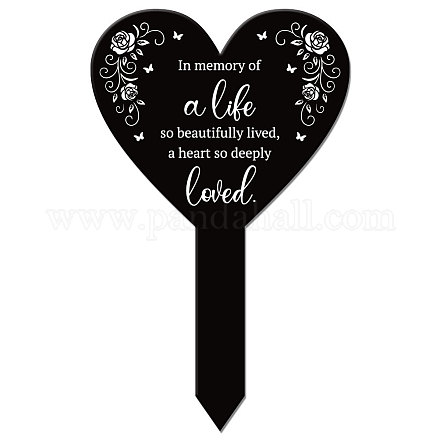 GLOBLELAND Heart Love Garden Stake Memorial Remembrance Plaque Stake for Cemetery Acrylic Grave Stake Waterproof Sympathy Garden Stake for Yard Grave Cemetery (Lover) AJEW-WH0365-007-1