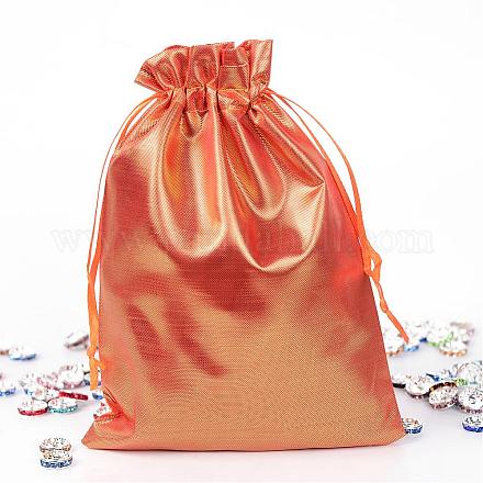 レクタングル布地バッグ  巾着付き  ダークオレンジ  17.5x13cm ABAG-UK0003-18x13-07-1