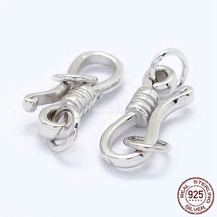 Rhodium Plated Sterling Silver S-Hook Clasps X-STER-I016-120C-P-1