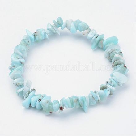 Braguilles élastiques à perles larimar naturelles BJEW-JB02680-01-1