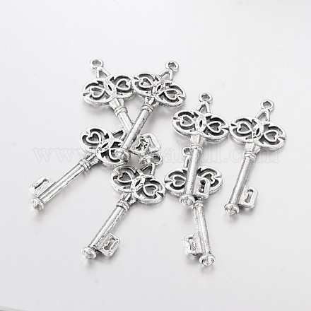 Antique Silver Plated Tibetan Silver Key Pendants X-AB2853Y-1