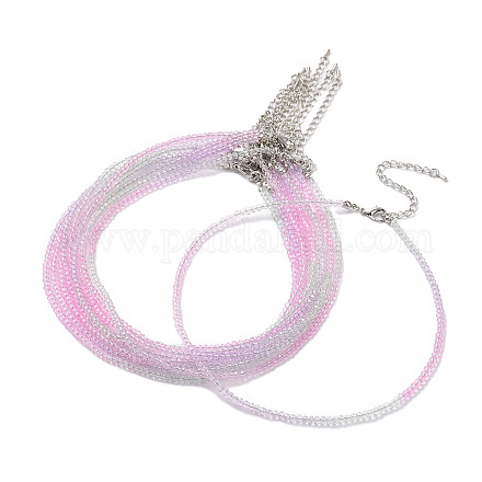 Collier de perles de verre rondelle à facettes pour femme NJEW-M208-01L-1