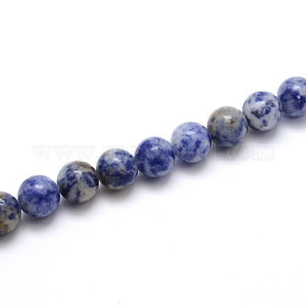 Natürliche blaue Fleck Jaspis Runde Perlen Stränge G-O047-01-10mm-1