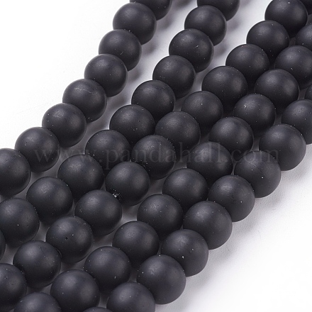 Chapelets de perles en pierre noire synthétique G508-1-1