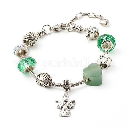 Herz-Engel-Klee-Blumen europäisches Armband für Teenager-Mädchenfrauen BJEW-JB06849-02-1