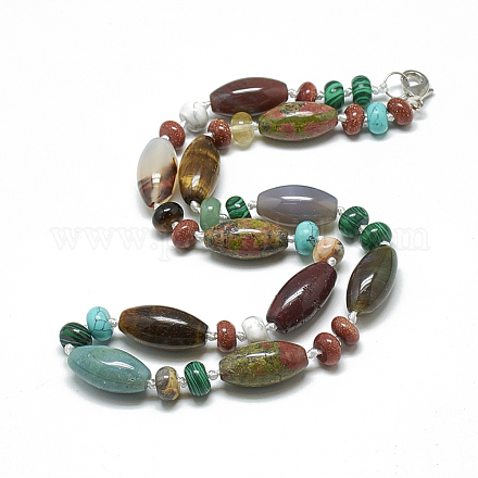 Colliers de perles de pierres précieuses naturelles et synthétiques NJEW-S388-28-1