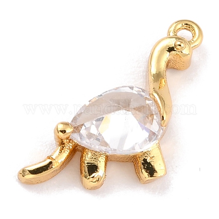 Brass Micro Pave Clear Cubic Zirconia Charms ZIRC-L097-039G-1