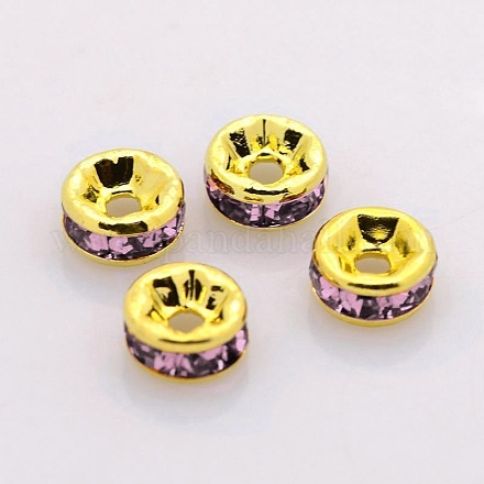 Brass Rhinestone Spacer Beads RB-A014-Z6mm-10G-1