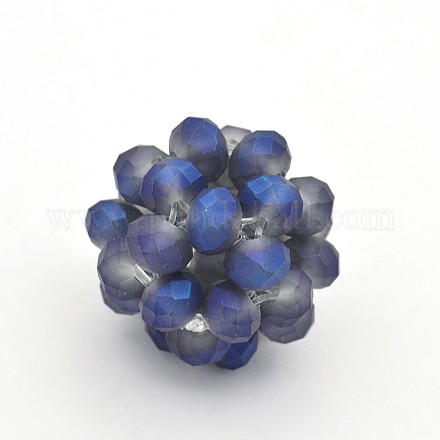 Electroplate Rondelle Frosted Glass Crystal Round Woven Beads GLAA-A034-4mm-F05-1