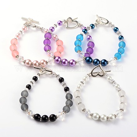 Beaux bracelets de perles de verre dépoli BJEW-JB01838-1