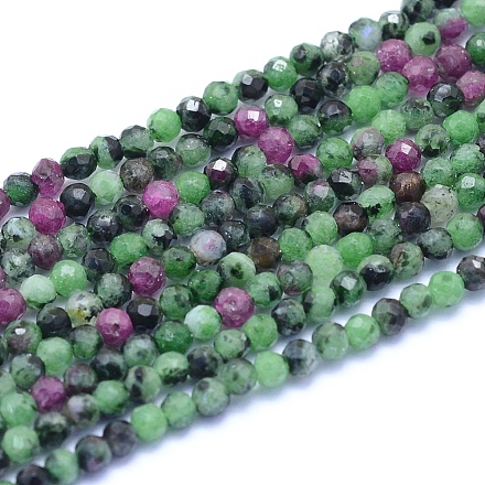 Chapelets de perles de rubis en zoïsite naturelle G-I279-E02-02-1