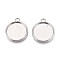 Tibetan Style Alloy Pendant Cabochon Settings, Single-Sided, Cadmium Free & Lead Free, Flat Round, Antique Silver, Tray: 20mm, 27.5x23x2.5mm, Hole: 3mm