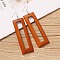Alloy Wood Dangle Earrings, Platinum, Rectangle, 92x30mm